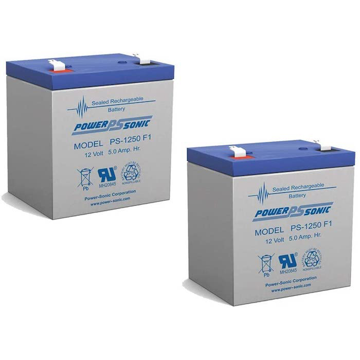 Power-Sonic PS-1250 12 Volt, 5.0 AH Rechargeable Sealed Lead Acid Battery (2 Pack)