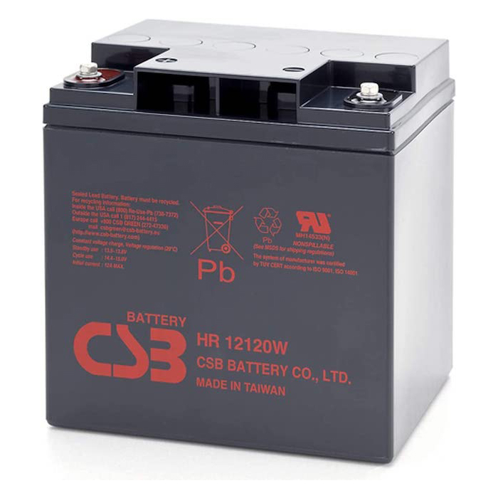 CSB HR12120WFR – 12Volt/30 Amp Hour Sealed Lead Acid Battery With M5 Threaded Insert Terminals And Flame Retardant Case