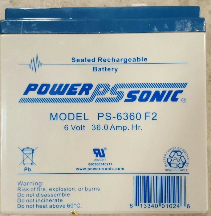 Power Sonic PS-6360F2 6V 36.0 AH, Gray Case – Blue Top
