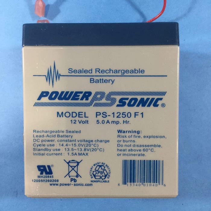 Power Sonic PS1250F1 12 Volt 5 AH Sealed Lead Acid Battery